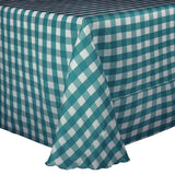 green/white poly check linen tablecloth