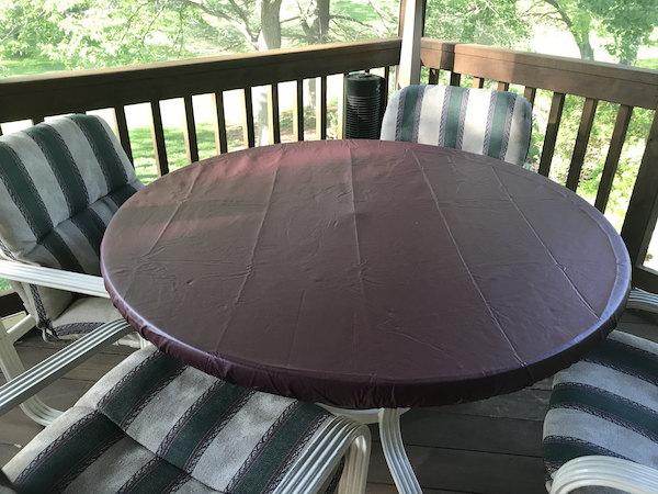 leather look vinyl burgundy fitted round tablecloth 