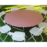 Gingham Check Round Fitted Plastic Table Covers