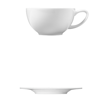 Saturno White Porcelain Saucer 7-1/8&quot; &amp; Cup 8 Oz