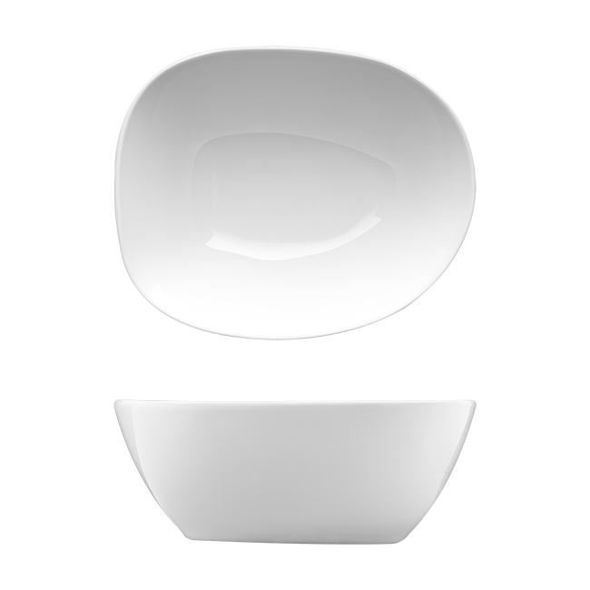 Saturno Bright White Porcelain Individual Salad Bowl 6 3/4&quot;x5 1/2&quot;x2 3/4&quot; 24oz