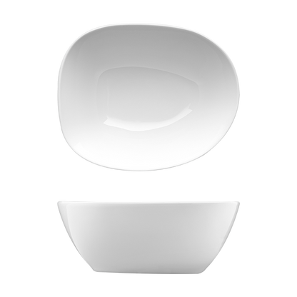 Saturno Bright White Porcelain Individual Salad Bowl 6 3/4&quot;x5 1/2&quot;x2 3/4&quot; 24oz