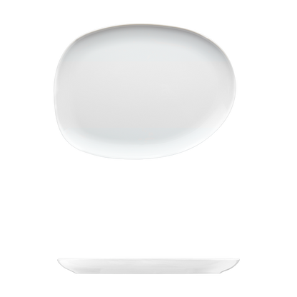 Saturno Bright White Porcelain Large Plate 12 5/8&quot; x 9 1/2&quot;