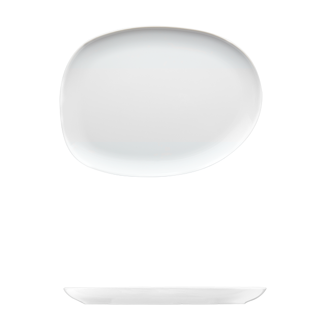Saturno Bright White Porcelain Large Plate 12 5/8" x 9 1/2"