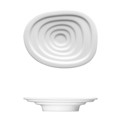Saturno Bright White Porcelain Olive Oil Dipping Dish 5 1/8&quot; x 4&quot;