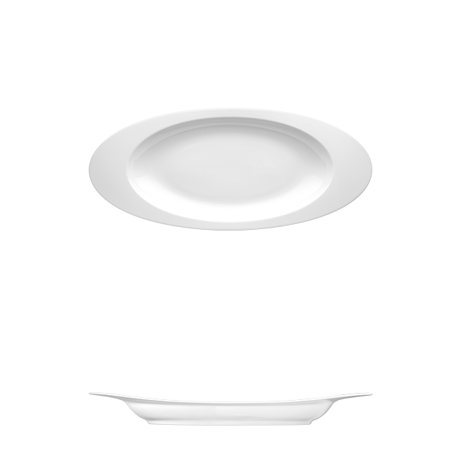 Saturno Bright White Porcelain Platter 18 3/4&quot; x 8 1/4&quot; 24oz