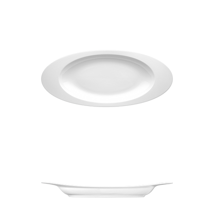 Saturno Bright White Porcelain Platter 15 1/8&quot; x 7 3/4&quot; 16oz