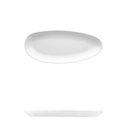 Saturno Bright White Porcelain Short Plate 9 1/2&quot; x 4 5/8&quot;