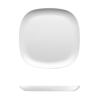 Saturno Bright White Porcelain Square Plate 10 3/8&quot;