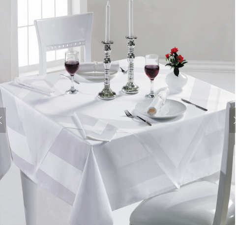 Premier Satin Band White Linen Tablecloth 1 Dz.