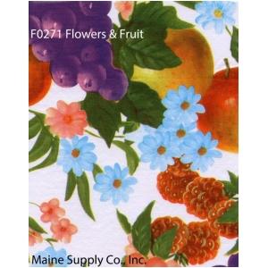 Restaurant Quality Flowers &amp; Fruit Vinyl Tablecloth Roll, F0271