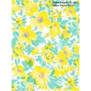 Restaurant Quality Yellow Floral Design Vinyl Tablecloth Roll, F0221