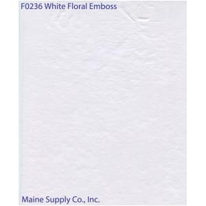 Restaurant Quality White Floral Emboss Vinyl Tablecloth Roll, F0236